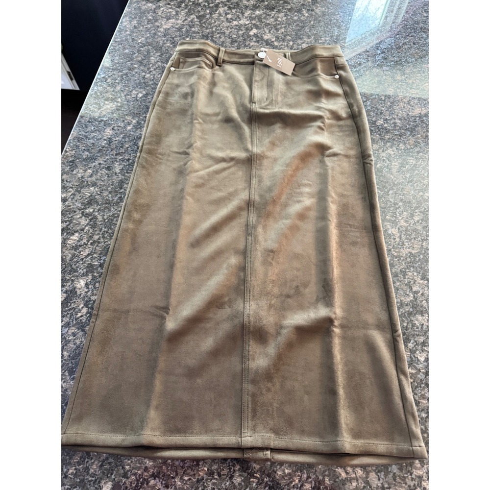 J. Jill Artichoke Faux Suede Maxi Skirt Tall 12T  Brown‎ KPT332323 NWT